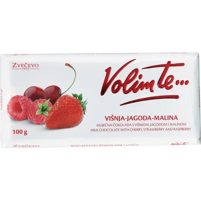 Volim Cokolada Zvecevo Te Visnja Jagoda Malina 100 g