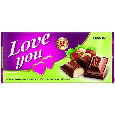 Čokolada Mlečna Love You Sl 80 g