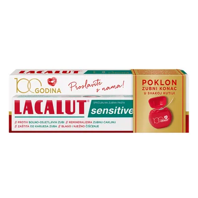 Lacalut Sensitive Pasta Za Zube Konac Za Zube Gratis 100 Godin 75 ml