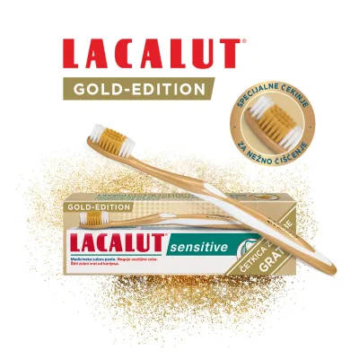 Pasta Za Zube Lacalut Sensitive Četkica Za Zube Gold Edition Gratis 75 ml