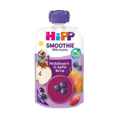 HiPP Smoothie-Borovnica, Jabuka I Kruska 12m 120 ml