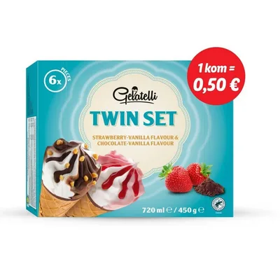 Gelatelli Sladoled Kornet Sa Pavlakom 720 ml