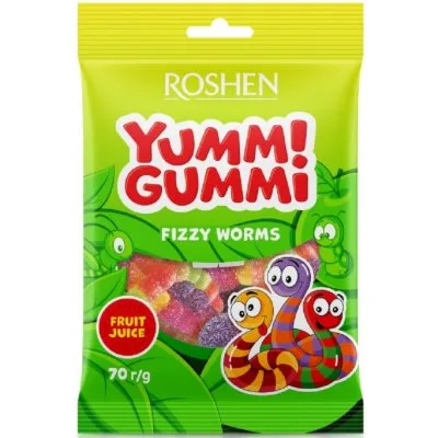 Bombone Gumene Yummi Gummi Fizzy Worms Roshen 70 g