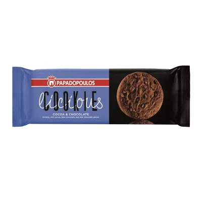 Keks Sa Kakaom I Komadićima Tamne I Mlećne Čokolade Papadopoulos 180 g