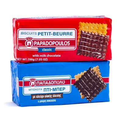 Keks Sa Integralnim Brašnom Preliven Tamnom Čokoladom Petit Beurre Papadopoulos 200 g