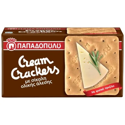 Krekeri Sa Integralnim Pšenicnim I Raženim Brašnom Cream Crackers Papadopoulos 175 g