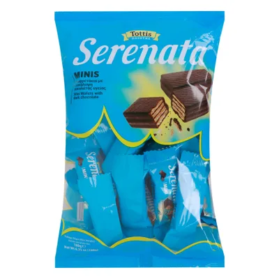 Napolitanka Prelivena Tamnom Čokoladom Mini Wafers Dark Serenata 180 g