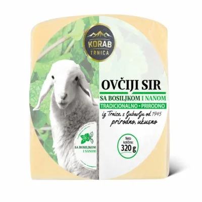 Sir Ovčiji Punomasni Polutvrdi Sa Nanom I Bosiljkom Korab 320 g