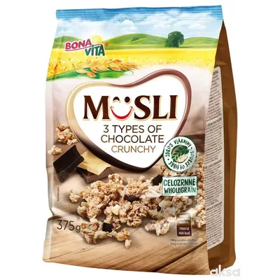 Musli 3 Types Of Chocolate Crunchy Bonavita 375 g