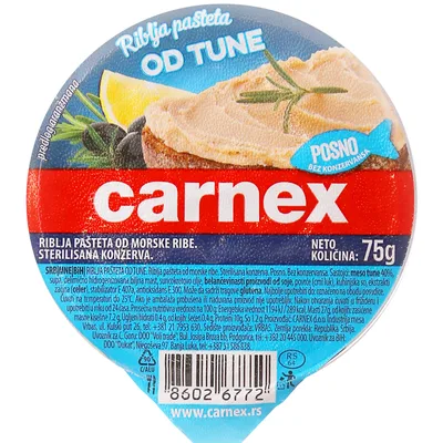 Carnex Pašteta Od Tune 21 Posno 75 g