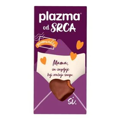 Plazma Od Srca - Poslastica Prelivena Ml. Čok. Sa Narandžom 100 g