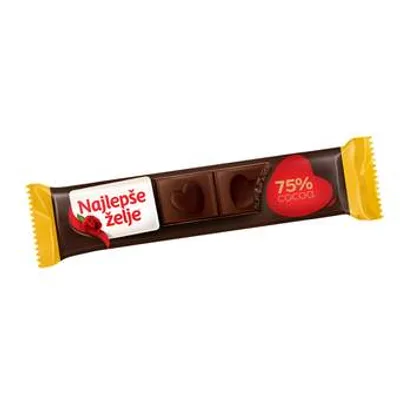 Cokolada Najlepse Zelje Crna 75% Kakao 30 g