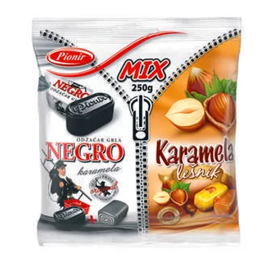 Bombon Pionir Tvrda Negro Karamela Lesnik Mix 250 g