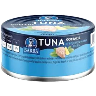 Tuna Komadi U Sopstvenom Soku Barba 160 g