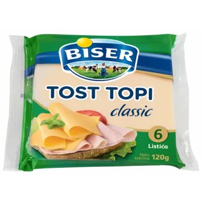 Biser Sir Topljeni Mlekoprodukt Tost Topi Listici 120 g