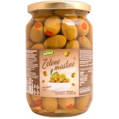 Masline Zelene Sa Paprikom Baš Baš 720 g