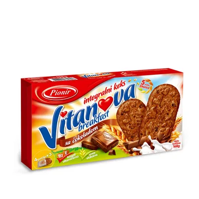 Keks Vitanova Integralni Cokolada Pionir 168 g