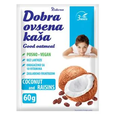 Dobra Ovsena Kaša Kokos I Suvo Grožde 60 g