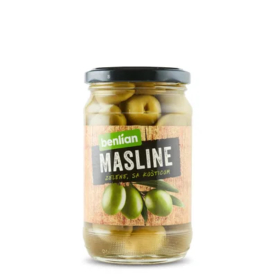 Masline Zelene Sa Kosticom Tegla 360 g