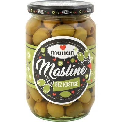 Masline Zelene Bez Kostice Manari 680 g