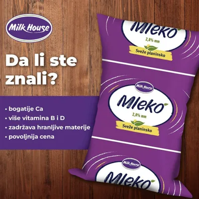 Mleko Sveze 2.8% Kesa Milk House 1 L