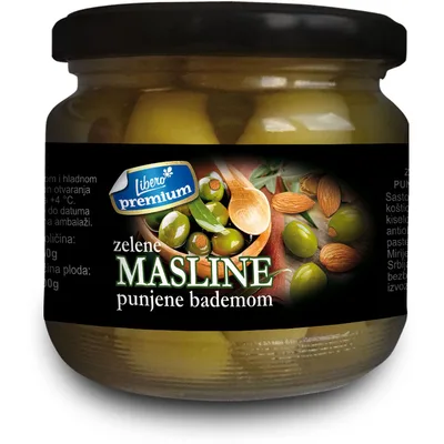 Masline Zelene Sa Belim Lukom Premium Libero 340 g