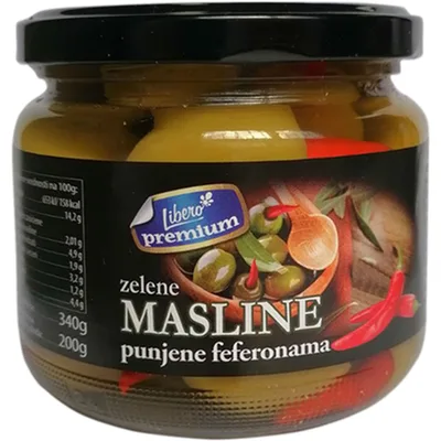 Masline Zelene Sa Feferonom Premium Libero 340 g