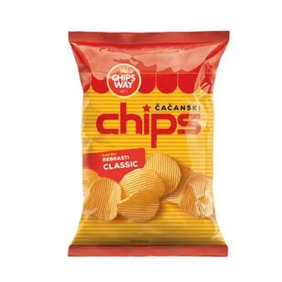Čačanski Chips Cips Classic Rebrasti Chips Way Nelt 150 g