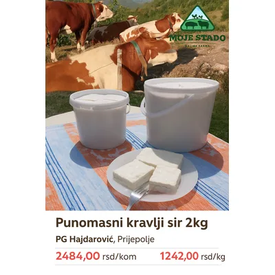 Moravski Punomasni Meki Sir 45%mm 4,5 kg