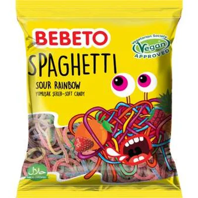 Bombone Gumene Spaghetti Rainbow Bebeto 80 g