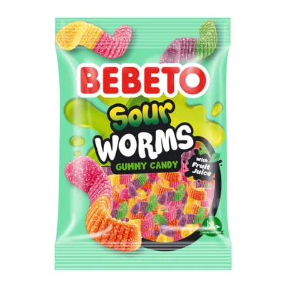 Bom.Gum.Sour Worms Bebeto 80 g